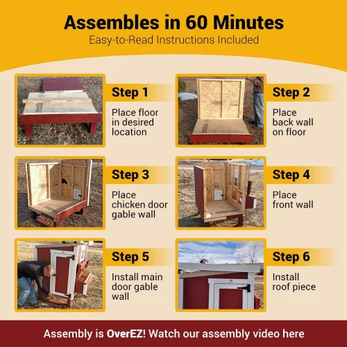 Vista 5 de OverEZ - Gallinero para hasta 18 pollos, caja anidable, gran pajarera, aves de corral y gallinero hecho de madera, fabricado en Estados Unidos