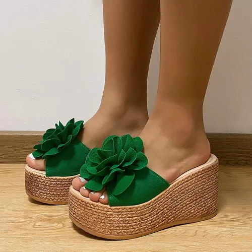 Vista 6 de Pantuflas para mujer, para interiores y exteriores, para mujer, con puntera abierta, para mujer, zapatos de casa, pantuflas de viaje (verde, 6.5-7)