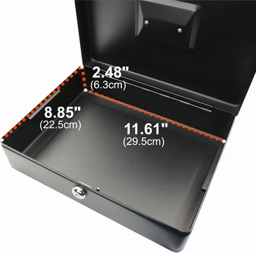 Vista 7 de CARL, CUI82012, bandeja de billetes de acero caja de seguridad, color negro 4 x 9 pulgadas
