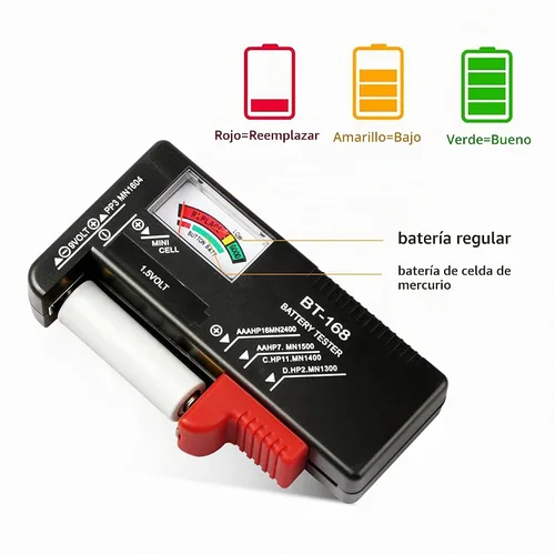 Vista 4 de Comprobador de batería, comprobador de batería universal modelo BT-168 para pilas de botón AA AAA C D 9V 1.5V Smal equipo eléctrico