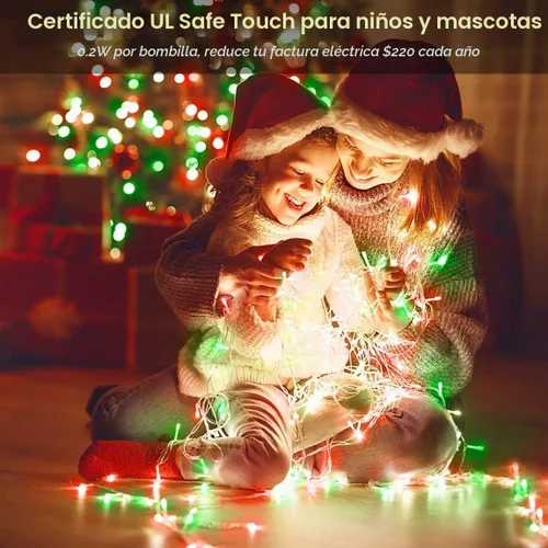 Vista 2 de Luces de Navidad de 200 pies con 500 luces LED para decoración al aire Rojo+Verde