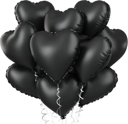 Vista 23 de Globos de corazón azul bebé, 10 piezas de globos en forma de corazón azul claro y blanco pastel, globos de papel de aluminio blanco arena crema