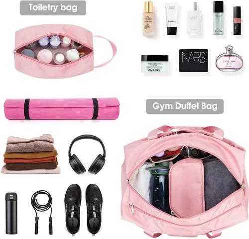 Vista 7 de Ceneda Bolsa de lona de gimnasio de 20 pulgadas con bolsillo húmedo para zapatos, portátil, bolsa de fin de semana, bolsa de viaje, bolsa de yoga
