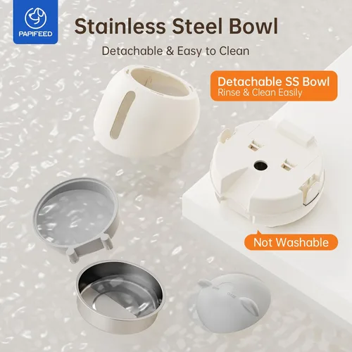 Vista 7 de PAPIFEED Comedero Automático para Gatos, Dispensador de Comida Automático para Gatos de 2.4G WiFi con Control de Aplicación, Comedero Automático