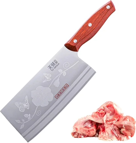 Vista 11 de TJ POP Cuchilla China de Chef, Cuchillo de Acero Inoxidable de 7.5 Pulgadas con Mango Ergonómico, Cuchillo de Cocina Ultra Afilado para Hogar
