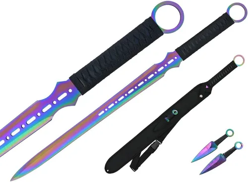 Vista 2 de Ninja Sword Machete Cuchillo de lanzamiento táctico Katana Tanto Blade, 27 pulgadas