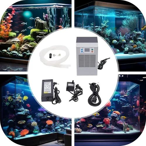 Vista 2 de Enfriador de agua para acuario, sistema de enfriamiento de tanque de peces de acuario independiente de 30L, enfriador de agua hidropónico de 100 W