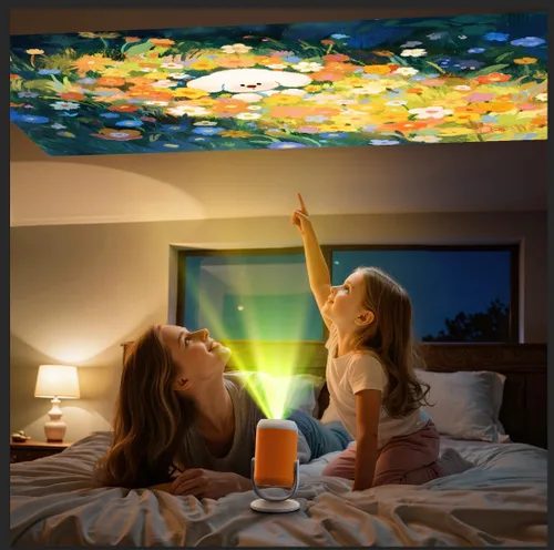 Vista 7 de Mini Proyector Portátil con WiFi y Bluetooth Proyector de Película Giratoria Proyectores LED Pico Electrónicos para Cine en Casa Compatible