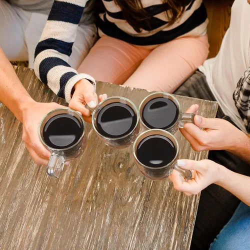 Vista 4 de Sweese Juego de 2 tazas de espresso de vidrio de doble pared de 5 oz, tazas de shot de espresso perfectas para capuchino, latte, té