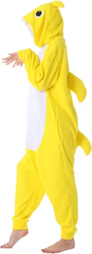 Vista 3 de dressfan - Pijama disfraz de caricatura tiburón gris, unisex, para adultos, niños, adolescentes, mujeres y hombres