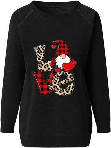 Vista 4 de SIUMOPA Hanging With My Merry Gnomies Funny Sweatshirt for Women Christmas Graphic Print Pullover Oversized Soft Shirts Top