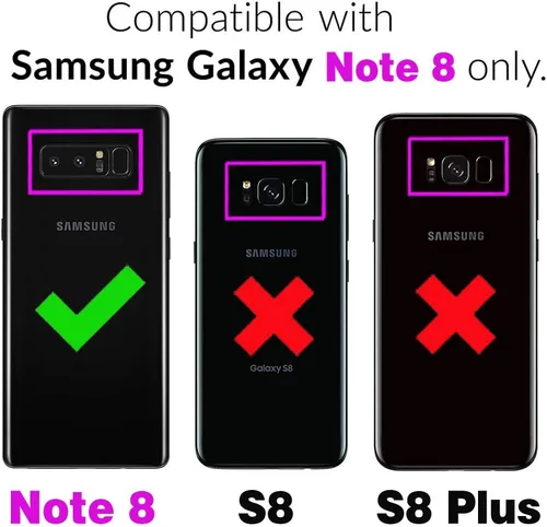 Vista 2 de Funda de teléfono para Samsung Galaxy Note 8 con protector de pantalla de vidrio templado y tarjetero con soporte para tarjetero, accesorios
