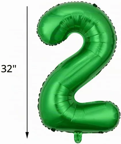 Vista 2 de 5 globos de aluminio de tractor verde para tractor número 2, globos de aluminio de Mylar para decoración de fiesta de segundo cumpleaños