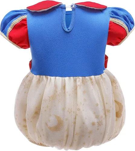 Vista 3 de IZKIZF Disfraz de princesa de Belle Sofía Blancanieves para niñas pequeñas, disfraz de princesa, Navidad, Halloween, mameluco con diadema