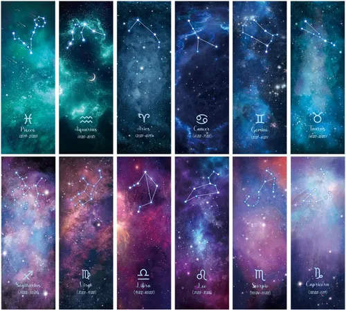 Vista 2 de 12 marcadores de libros para espacio de lectura, marcapáginas de noche estrellada a granel Personalized Paper Bookmark Cool Bulk Bookmarks for