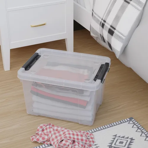 Vista 6 de Paquete de 4 cajas de almacenamiento de plástico de 22 cuartos de galón con ruedas, caja de almacenamiento transparente