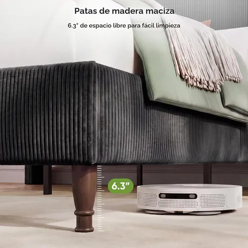Vista 9 de Base de cama tamaño Queen con cabecera de 55.3 pulgadas de alto, tapizada