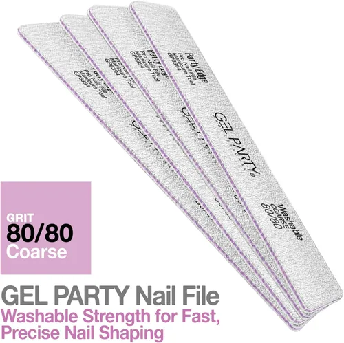 Vista 5 de GELPARTY - Limas de uñas profesionales de grano 80/80 cuadradas, paquete de 12 tablas de esmeril lavables de doble cara, grano extra grueso