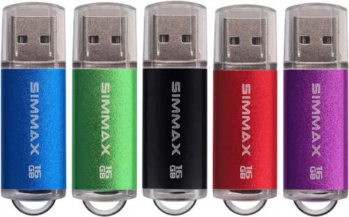 Vista 12 de SIMMAX Paquete de 2 unidades flash USB 2.0 de 16 GB con indicador LED (rojo y morado)