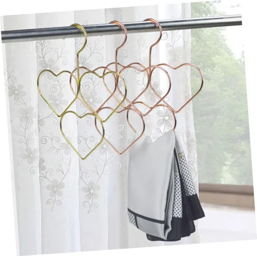 Vista 5 de Perchas en forma de corazón para bufandas y corbatas, paquete de 4 perchas de metal con forma de corazón, para organizar el armario