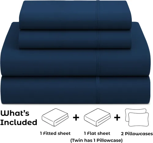 Vista 74 de Pure Bedding Juego de Sábanas Twin - Sábanas de Cama de Microfibra Ultra-Suave 1800 - Doble Cepillado - Bolsillos Profundos - Ajuste Fácil - Extra