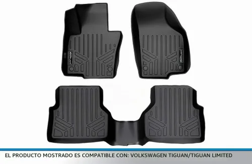 Vista 5 de SMARTLINER Juego de alfombrillas de piso de ajuste personalizado de 2 filas para Volkswagen Tiguan 2009-2017 Negro