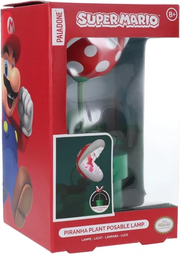 Vista 3 de Super Mario Brothers - Mini lámpara de planta de piraña con licencia oficial, decoración de habitación de jugadores y regalo para niños y niñas, luz