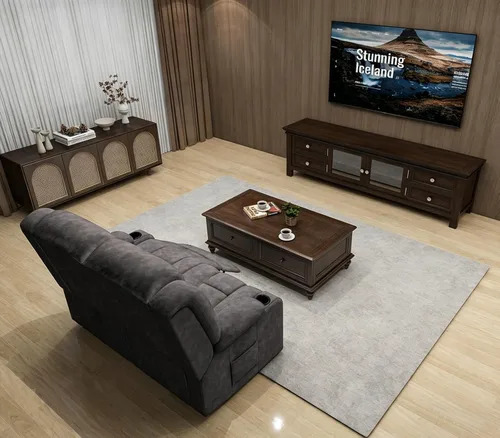 Vista 9 de COMHOMA Juegos de muebles de sala de estar, sofá reclinable manual, sofá reclinable de tela de 2 asientos, respaldo ergonómico con portavasos