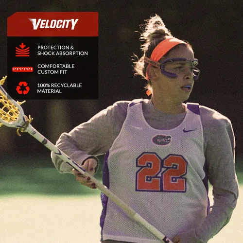 Vista 4 de Velocity Champion - Protector bucal juvenil, 1 paquete, negro y azul Carolina - para edades de 11 a 18 años - Ideal para lacrosse, fútbol, hockey