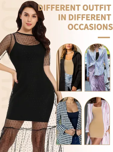 Vista 5 de JOYSHAPER Vestido moldeador para mujer, vestido largo sin mangas, vestido camisola con control de abdomen
