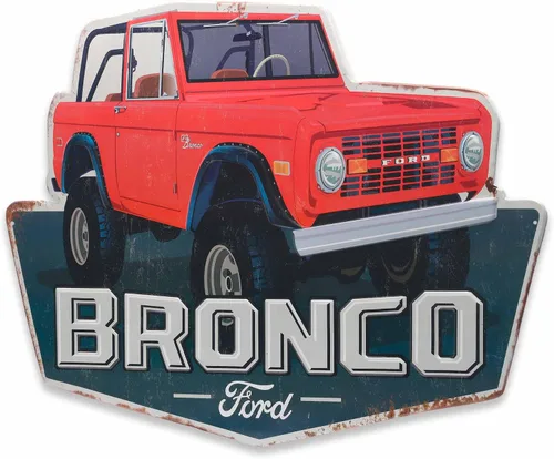 Vista 19 de Ford Logo Evolution - Letrero de metal vertical en relieve – Letrero vintage de Ford para garaje o cueva de hombre