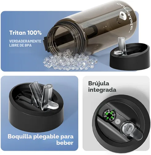 Vista 5 de SurviMate Botella de Agua Filtrada de Ultra-Filtración de 5 Etapas de 0.01μm, Material Libre de BPA, Certificada NSF/ANSI 42 y 372, Botella