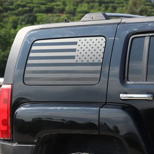 Vista 6 de Calcomanías de vinilo con la bandera estadounidense para ventana lateral trasera compatibles con Hummer H3 2005-2009, calcomanías precortadas