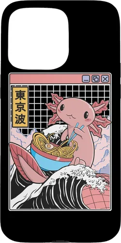 Vista 31 de Axolotl Eating Ramen Kanagawa Wave Kawaii Anime Vaporwave Case for iPhone 17