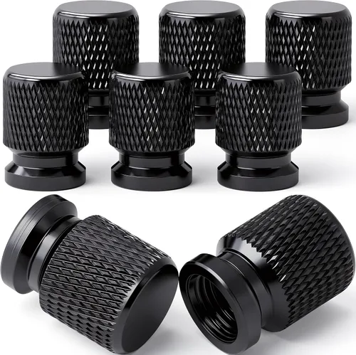 Vista 24 de 4 piezas de tapas de válvula de neumático con estilo púas, cubiertas de válvula de neumático universales de aleación de aluminio a prueba de polvo