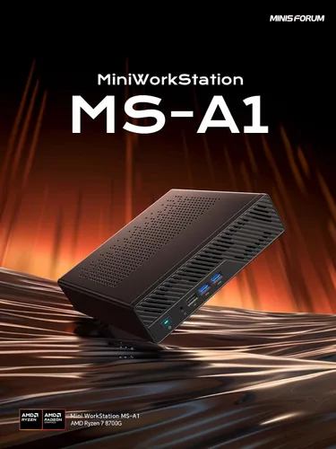 Vista 8 de MINISFORUM MS-A1 Mini Estación de Trabajo Barebone Mini PC, Salida Triple 4K HDMI DP USB-C, 4X Ranura SSD PCIe, 2X Puerto Ethernet 2.5G, 4X USB