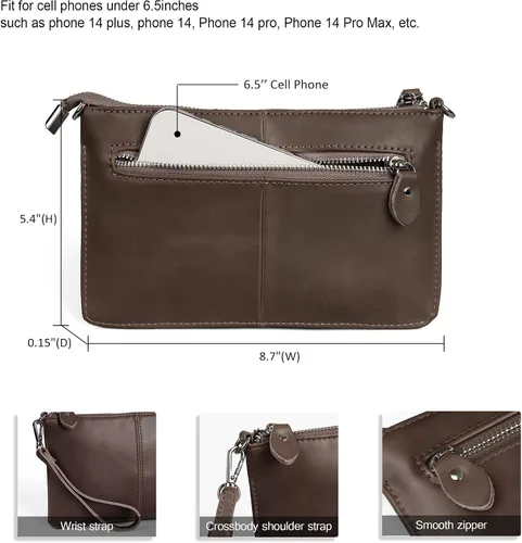 Vista 2 de Belfen Pequeñas bolsas cruzadas para mujer, cartera de cuero para teléfono celular, bolsos