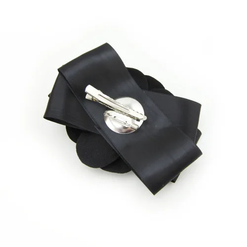 Vista 2 de Gran flor hermosa boda horquilla pelo clip para mujeres (A101) (negro)