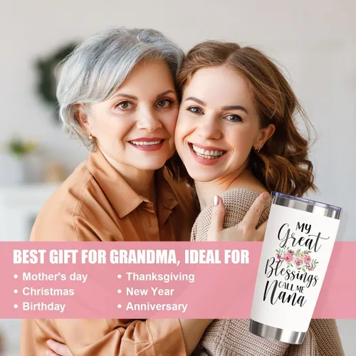 Vista 2 de Regalos del Día de la Madre para Nana - Vaso de 20 oz Los mejores regalos para Nana para abuela de parte de nieta, nieto, nietos, bisnietos - Vaso