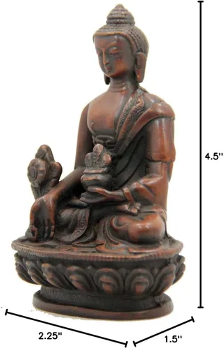 Vista 4 de Estatua de meditación de Buda de la Medicina para la curación, la paz y la relajación (marrón)