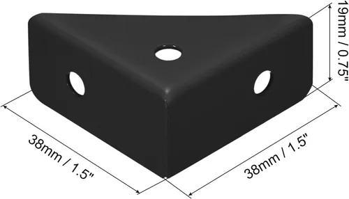 Vista 2 de uxcell 20 soportes de esquina angulares de 1.496 pulgadas x 1.496 pulgadas, soportes de acero laminado en frío con tornillos para borde de Negro