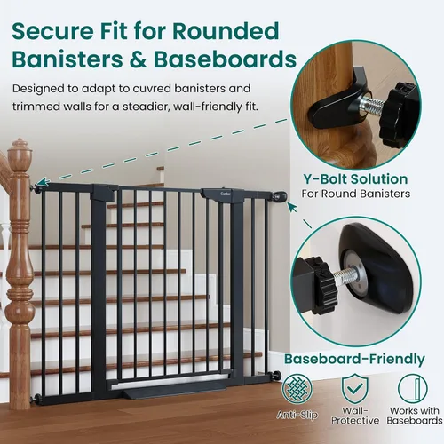 Vista 2 de Cumbor Puerta para bebés de 29.7 a 46 pulgadas para escaleras, ganadora de los premios Mom's Choice Awards - Puerta para perros con cierre