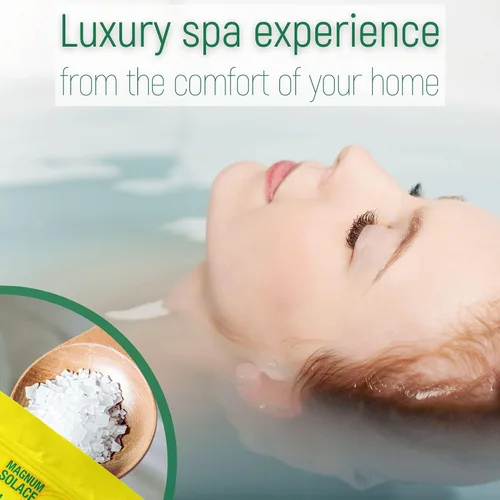 Vista 4 de Copos de baño de magnesio, sal del mar muerto, sales del mar muerto para remojar, copos de magnesio para baño, mejorados con aloe vera (3 libras)