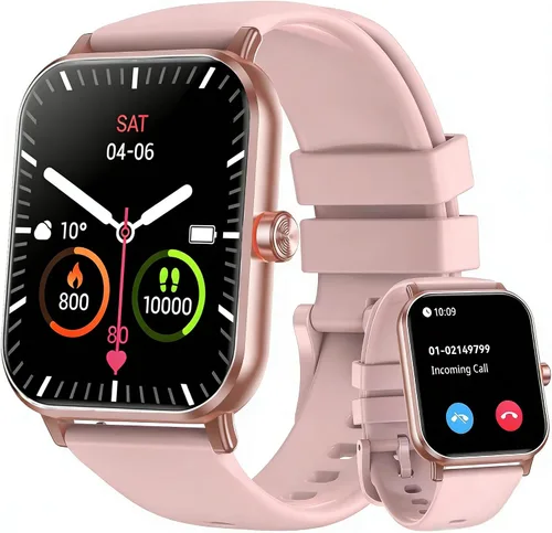 Vista 2 de Reloj inteligente, rastreador de fitness HD de 1.85 pulgadas con llamadas Bluetooth, 5 ATM impermeable, monitor de frecuencia cardíaca 24/7, Negro