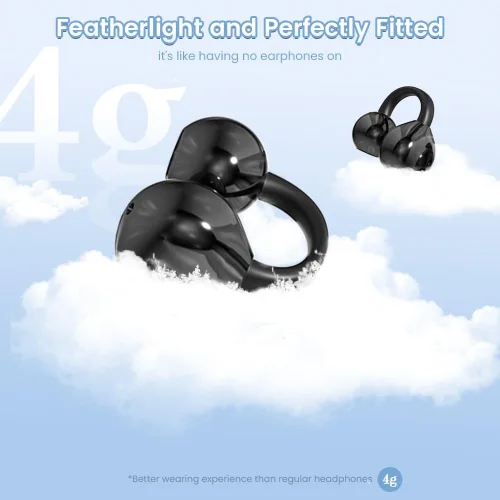 Vista 5 de Auriculares inalámbricos Bluetooth 5.4 con clip, con micrófono, reproducción de 60 horas, cancelación de ruido, impermeables, deportivos, cómodos
