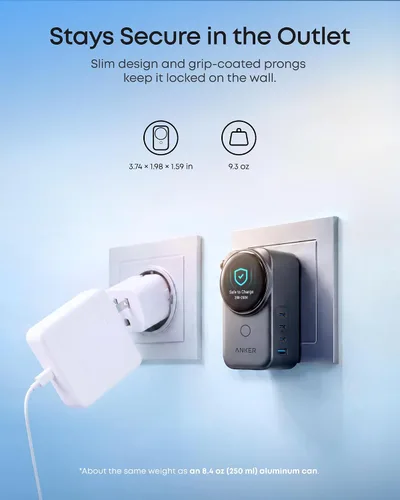 Vista 6 de Anker Cargador universal, 100 W GaN USB C carga rápida de viaje Gris-oscuro