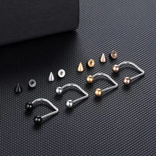 Vista 6 de Xpircn Piercing de acero inoxidable 16G Monroe Medusa Stud Piercing Ball Cono Lippy Loop Labret U Anillo de labio Piercing Joyería 0.315 in 0.394 in