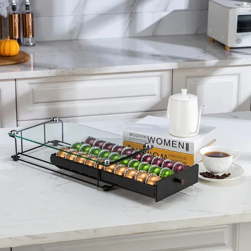 Vista 5 de ZCDCP Nespresso Vertuo - Soporte para cápsulas de café, cajón, color negro, 30 cápsulas