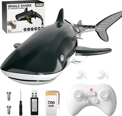Vista 8 de Bennol Juguetes de tiburón a control remoto 2.4Ghz para niños y niños, escala 1:18 de alta simulación para piscina, tiburones eléctricos RC
