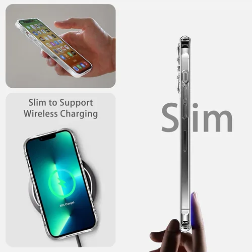 Vista 4 de JJGoo Compatible con iPhone 13 Pro Max, transparente, a prueba de golpes, delgada, antiarañazos, carcasa protectora de policarbonato duro
